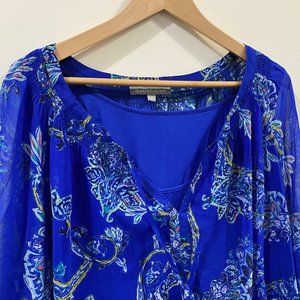 Daniel Rainn Paisley Blouse and Shell Blue 2X